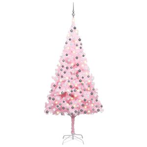 vidaXL &Aacute;rbol de Navidad preiluminado con luces y bolas rosa 210 cm