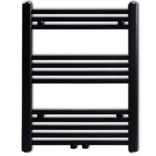 vidaXL Radiador toallero de ba&ntilde;o recto negro 600 x 764 mm