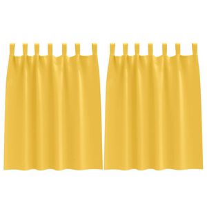 vidaXL Cortinas Opacas con Anillas 2 uds. Amarillo Mostaza Poli&eacute;ster