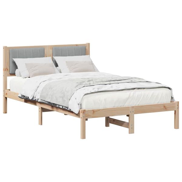 vidaXL Estructura de Cama con Cabecera Tapizada Gris Claro
