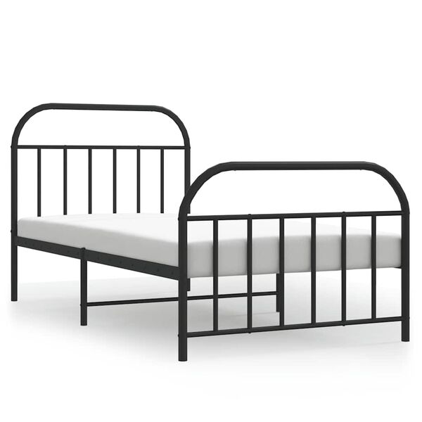 vidaXL Estructura cama sin colchón con estribo metal negro 100x190 cm