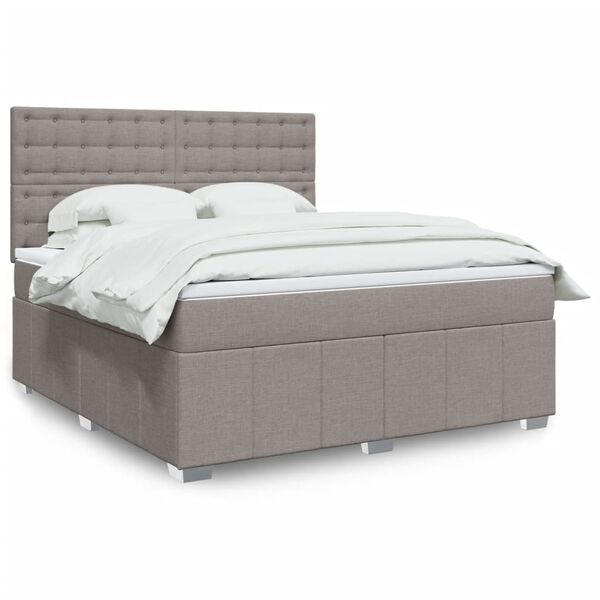 vidaXL Cama box spring con colch&oacute;n tela gris taupe 180x200 cm