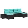 vidaXL Conjunto de sof&aacute; de jard&iacute;n 4 uds. Negro y Turquesa