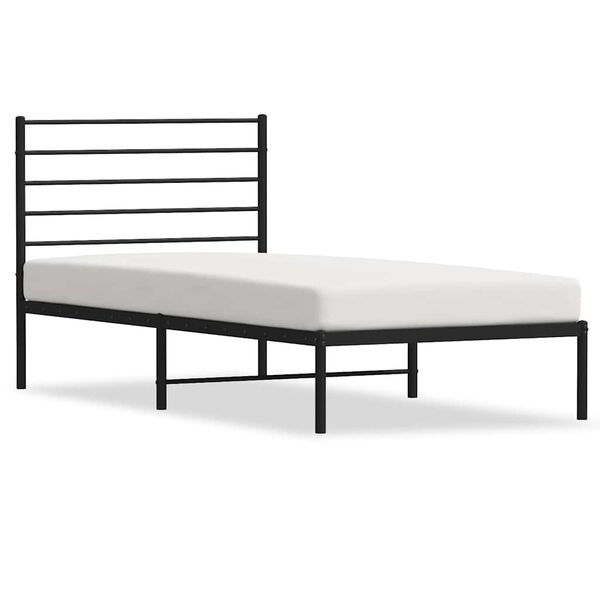 vidaXL Estructura cama sin colchón con cabecero metal negro 100x200 cm