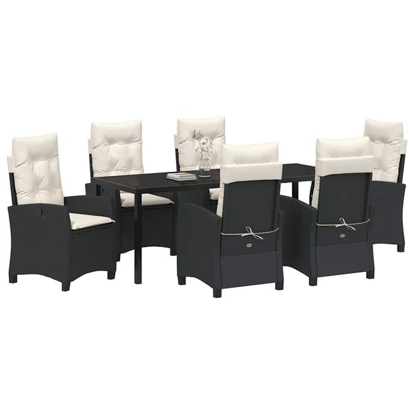 vidaXL Conjunto de Comedor de Jard&iacute;n 7 pcs Negro rat&aacute;n sint&eacute;tico