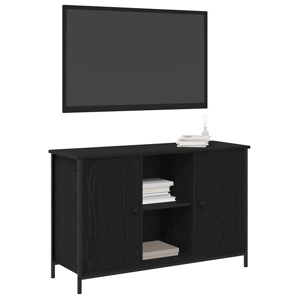 vidaXL Conjunto de mueble de TV Roble Negro 101 x 35 x 65 cm