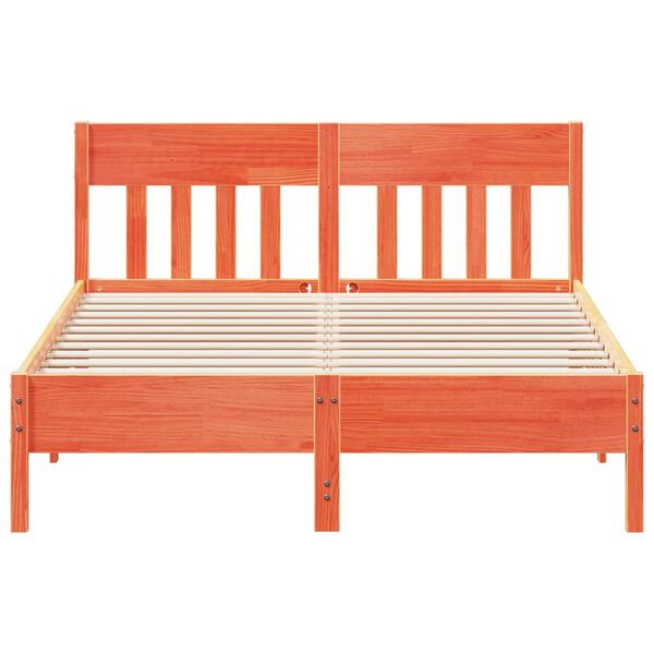 vidaXL Cama sin colch&oacute;n madera maciza de pino marr&oacute;n cera 120x200 cm