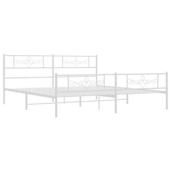 vidaXL Estructura cama sin colch&oacute;n con estribo metal blanco 180x200 cm