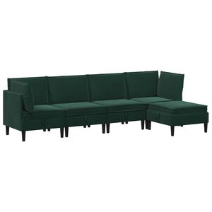 vidaXL Juego de muebles de sal&oacute;n 5 pcs Verde oscuro Terciopelo