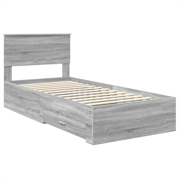 vidaXL Estructura de cama Gris Sonoma 90 x 190 cm Madera de ingenier&iacute;a