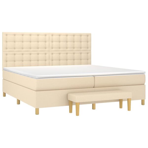 vidaXL Cama box spring con colch&oacute;n tela color crema 200x200 cm