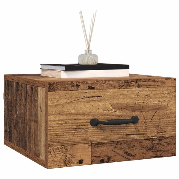 vidaXL Armario de Noche con caj&oacute;n Madera envejecida 35 x 35 x 20 cm