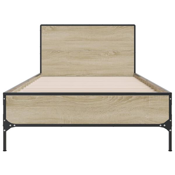 vidaXL Estructura cama madera ingenier&iacute;a metal roble Sonoma 90x200 cm