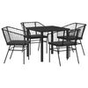 vidaXL Conjunto de Comedor de Jard&iacute;n 5 pcs Negro rat&aacute;n sint&eacute;tico