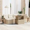 vidaXL Conjunto de sof&aacute; de jard&iacute;n 7 pcs Beige Polirat&aacute;n