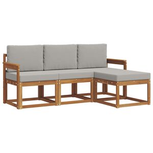vidaXL Conjunto de sof&aacute;s de exterior 4 pcs Gris Natural y Claro