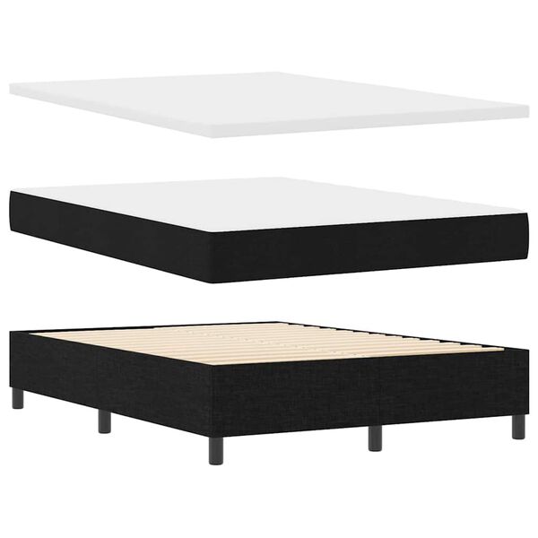 vidaXL Cama tipo Box Spring con colch&oacute;n Negro 140 x 190 cm tela