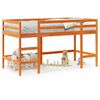 vidaXL Cama alta de ni&ntilde;os con escalera madera maciza marr&oacute;n 80x200 cm