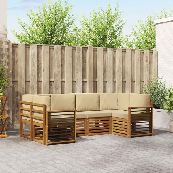 vidaXL Conjunto de Sof&aacute; Seccional con coj&iacute;n 6 pcs Natural