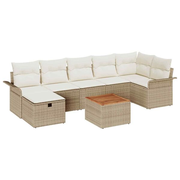 vidaXL Conjunto de sofá de jardín 8 pcs Beige ratán sintético