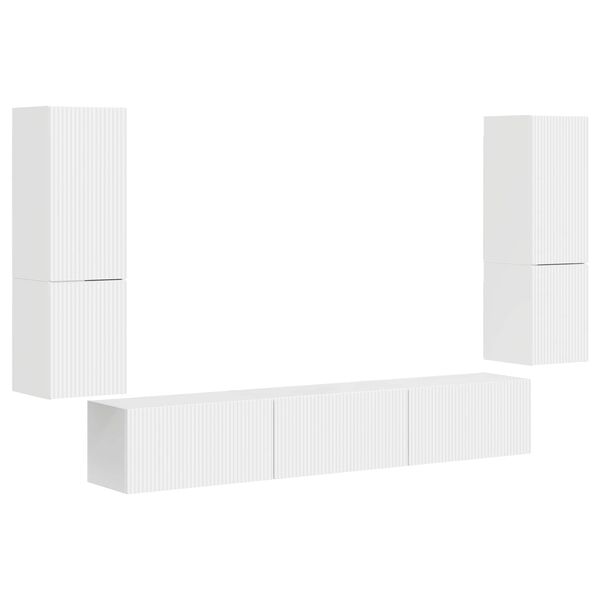 vidaXL Conjunto de mueble de TV 4 pcs brillante Madera de ingenier&iacute;a