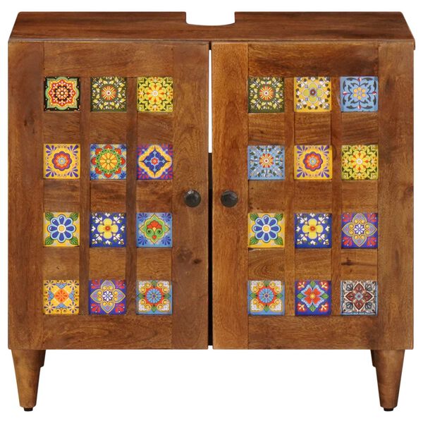 vidaXL Mueble de lavabo para ba&ntilde;o con puerta Nogal 62 x 33 x 58 cm