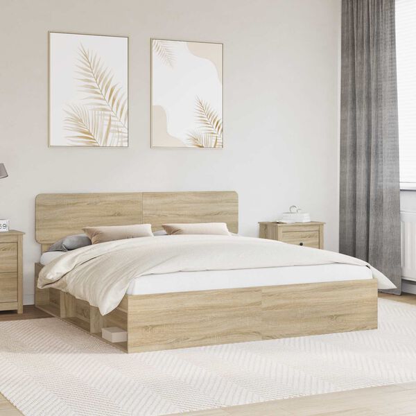vidaXL Estructura de cama Sonoma 180 x 200 cm Madera de pino macizo
