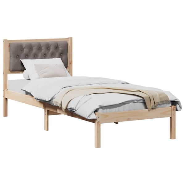 vidaXL Estructura de cama Taup&eacute; 90 x 190 cm Madera de pino macizo