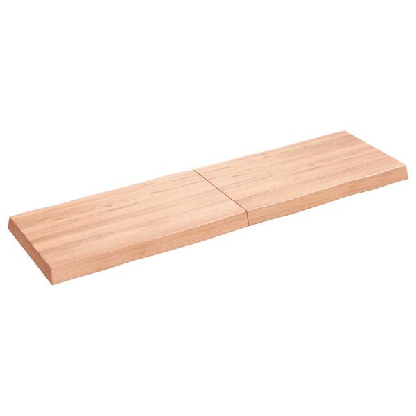 vidaXL Tablero mesa madera tratada borde natural marr&oacute;n 140x40x(2-6)cm