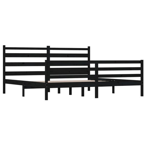 vidaXL Estructura de cama sin colch&oacute;n madera de pino negro 200x200 cm