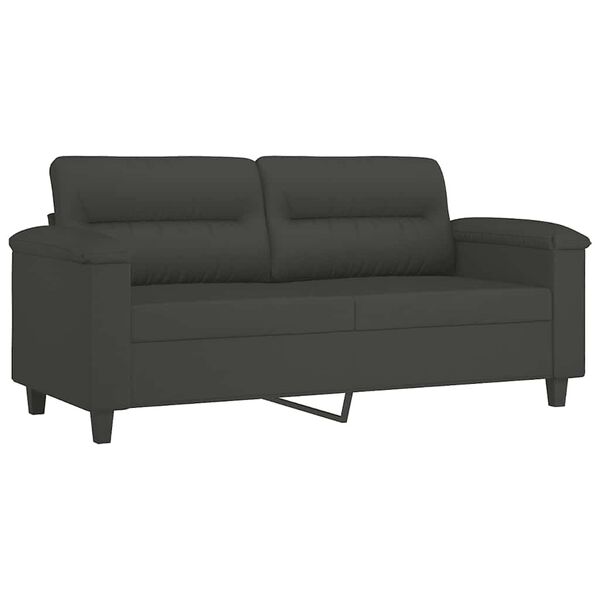 vidaXL Sof&aacute; 2 plazas almohadas y cojines microfibra gris oscuro 140 cm