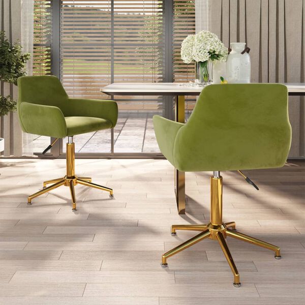 vidaXL Sillas de comedor giratorias 2 unidades terciopelo verde claro