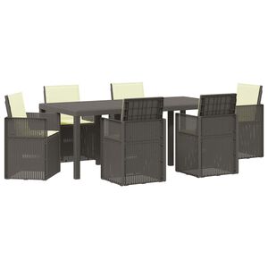 vidaXL Conjunto de Comedor de Jard&iacute;n 7 uds. Gris Claro y Crema PP