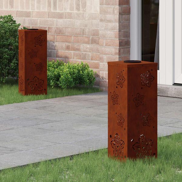 vidaXL Luz de camino LED solar 2 pcs Acero Corten Acero Corten