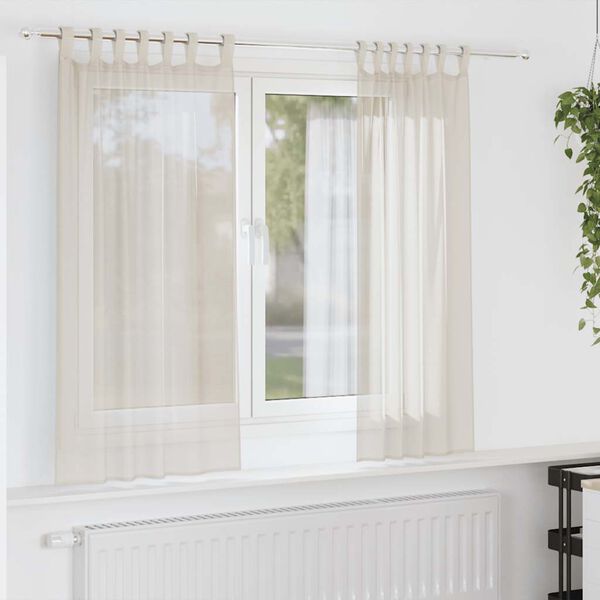 vidaXL Cortinas de gasa con trabillas 2 uds. crema
