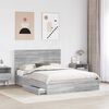 vidaXL Cama con almacenamiento con cabecera Gris Sonoma 150 x 200 cm