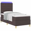 vidaXL Cama Box Spring LED con colch&oacute;n Marr&oacute;n Oscuro 100 x 200 cm tela