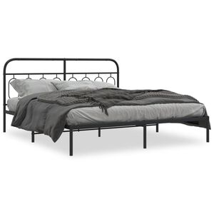 vidaXL Estructura cama sin colch&oacute;n con cabecero metal negro 183x213 cm