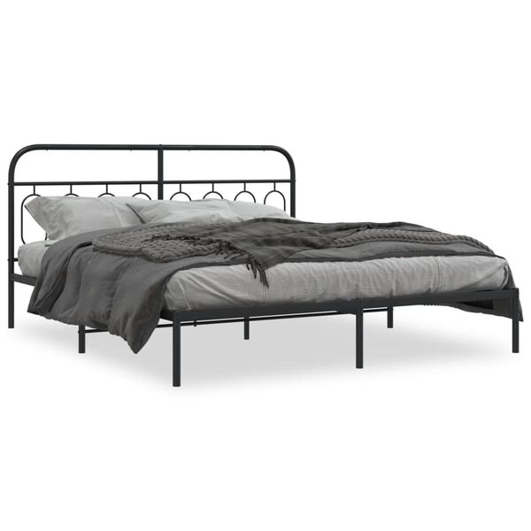 vidaXL Estructura cama sin colch&oacute;n con cabecero metal negro 183x213 cm