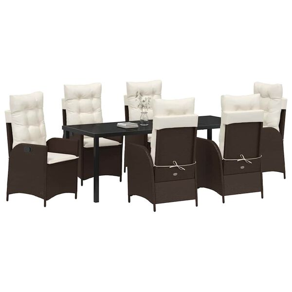 vidaXL Conjunto de Comedor de Jard&iacute;n 7 pcs Marr&oacute;n rat&aacute;n sint&eacute;tico