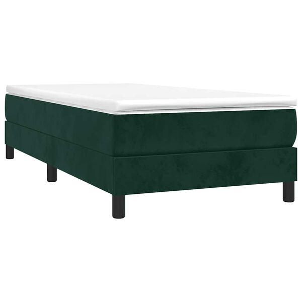 vidaXL Cama box spring con colch&oacute;n terciopelo verde oscuro 90x190 cm