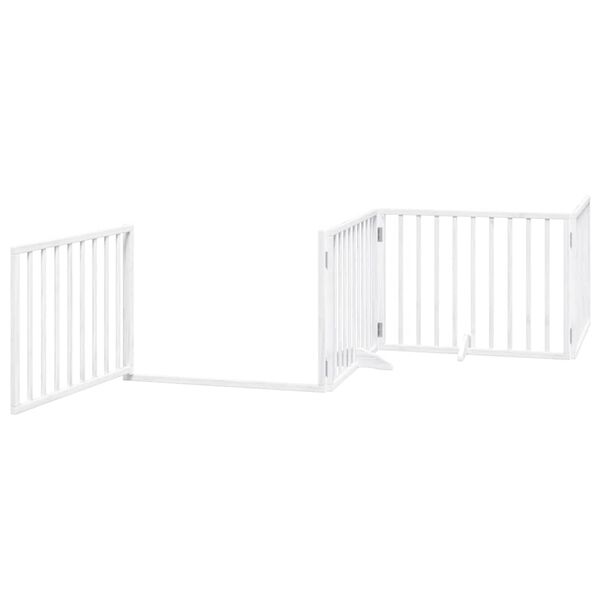 vidaXL Puerta de perros plegable 6 paneles madera &aacute;lamo blanca 480 cm