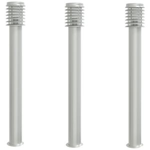 vidaXL L&aacute;mparas de suelo de exterior 3 uds acero inoxidable 110 cm