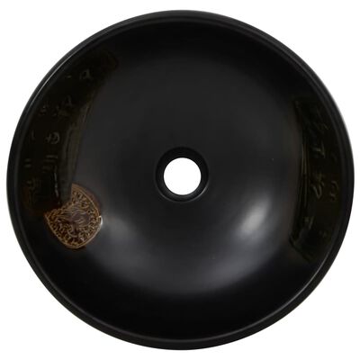 vidaXL Lavabo sobre encimera redondo cerámica negro Φ41x14 cm
