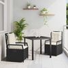 vidaXL Conjunto de Comedor de Jard&iacute;n 3 pcs Negro rat&aacute;n sint&eacute;tico