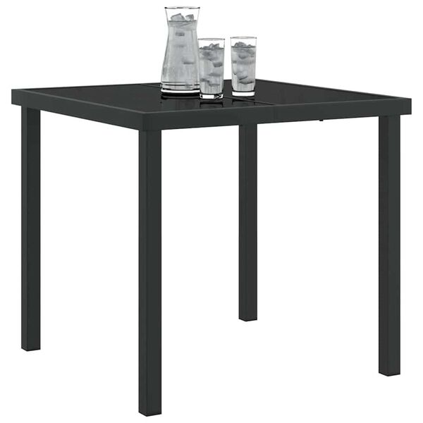 vidaXL Mesa de Jardín Negro 80 x 80 x 73 cm Madera maciza de Teca