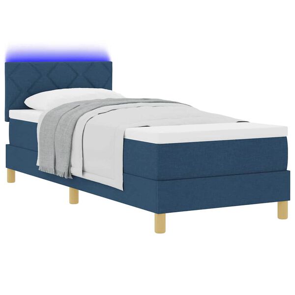 vidaXL Cama Box Spring LED con colch&oacute;n con LED Azul 80 x 200 cm tela