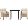 vidaXL Set comedor de jard&iacute;n 3 pzas con cojines rat&aacute;n sint&eacute;tico beige