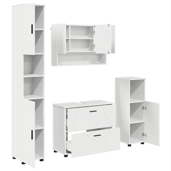 vidaXL Juego de muebles de ba&ntilde;o 4 pcs Madera engineered y metal