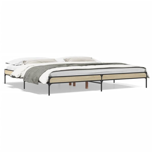 vidaXL Estructura cama madera ingenier&iacute;a metal roble Sonoma 180x200 cm